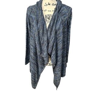 Torrid Blue Marled Open Front Waterfall Cardigan Sz 1